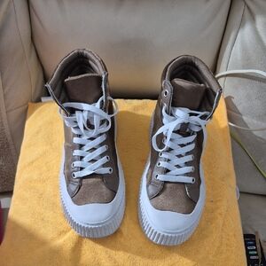 Nike Brown and White Kids High-Top Sneakers